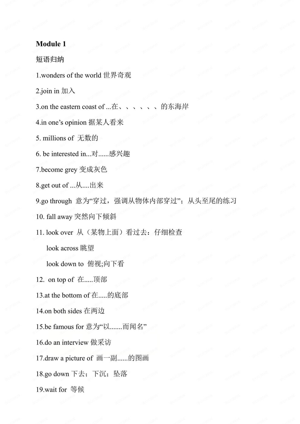 初中英语-九年级上单元重点词组句型总结外研版初三专项复习-言心吖资料库