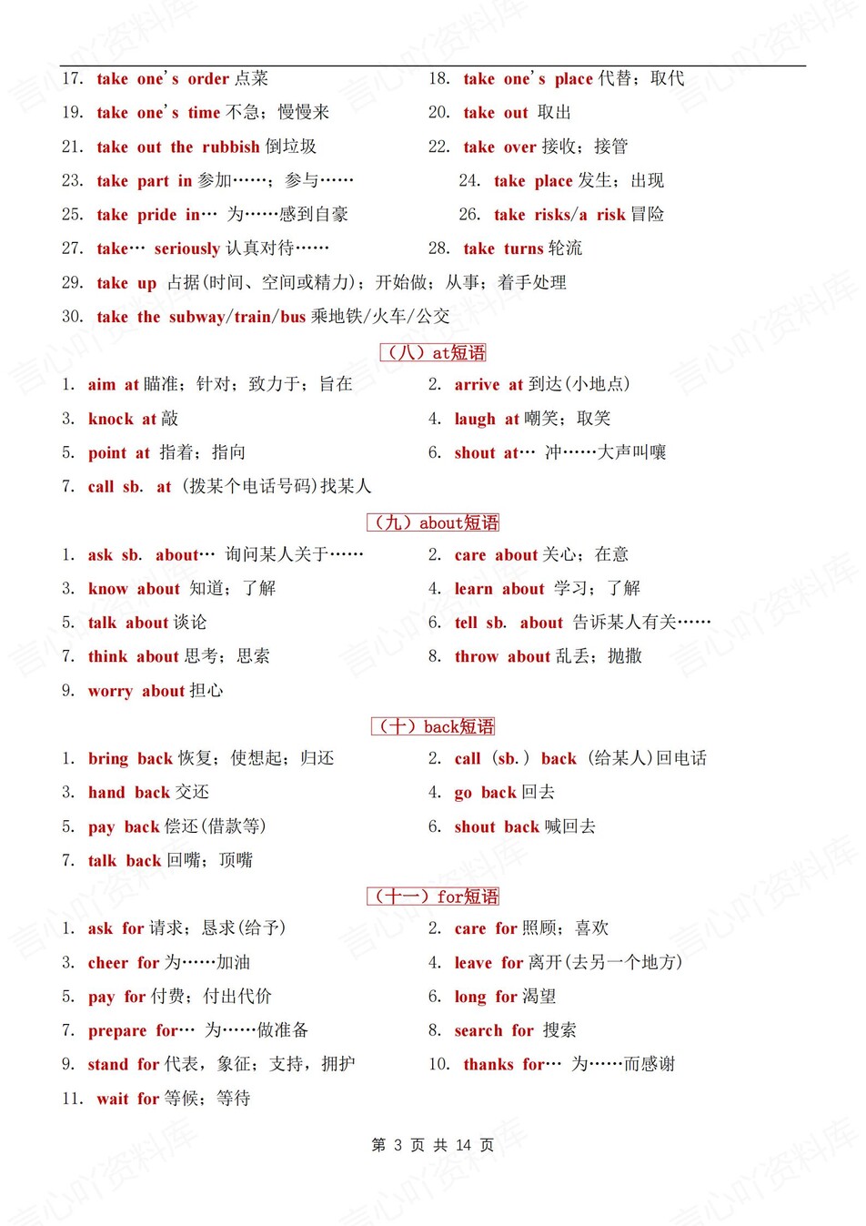 初中英语-短语专项39类常见必备短语归纳中考英语专题复习插图初中英语2
