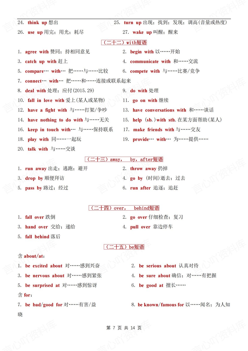 初中英语-短语专项39类常见必备短语归纳中考英语专题复习插图初中英语4