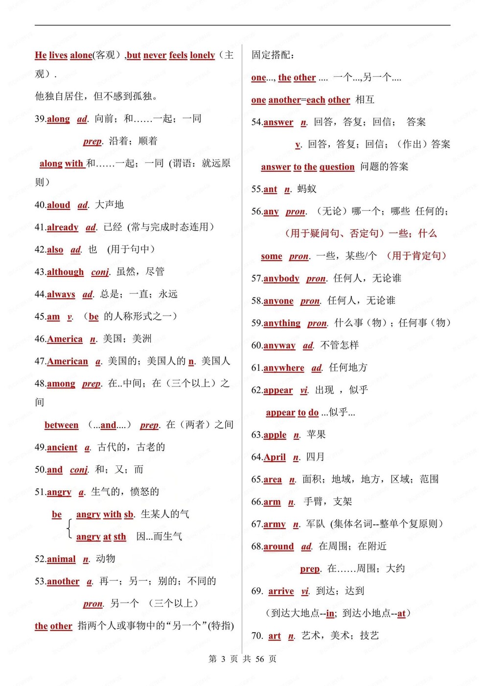 初中英语-1600词汇用法知识梳理汇总中考词汇专项复习插图初中英语2