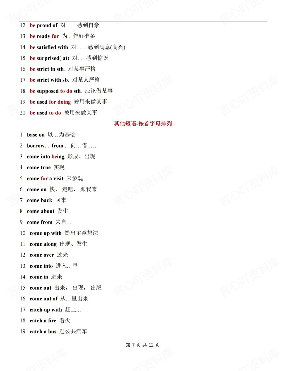 初中英语-短语专项6类常考短语汇总中考英语专项归纳插图初中英语4