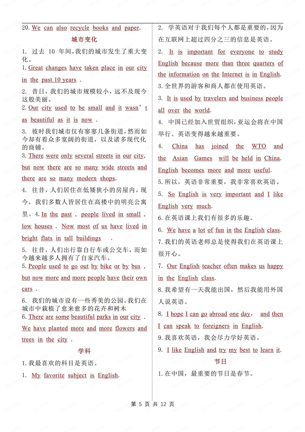 初中英语-中考写作常考常见满分作文句型中考英语专项复习插图初中英语3