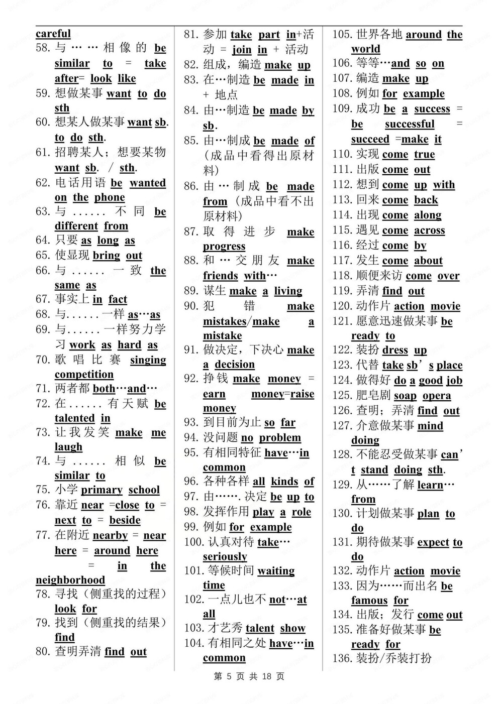初中英语-7-9年级必备全部短语归纳梳理中考专项归纳插图初中英语3