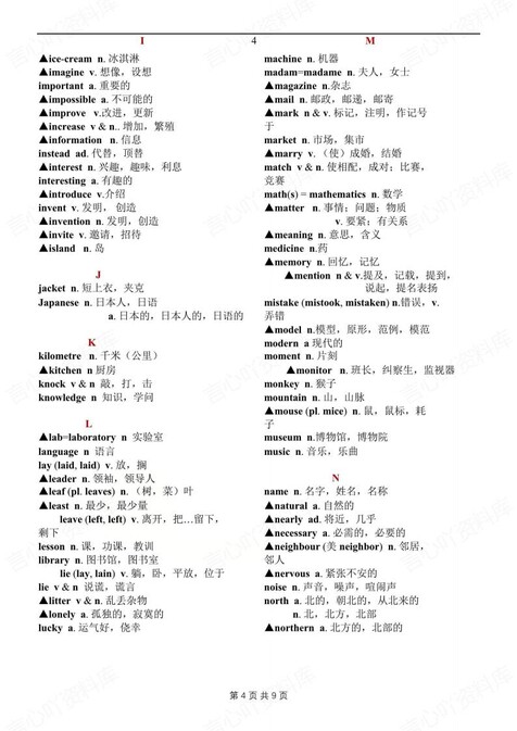 初中英语-阅读理解800个常见高频词汇归纳题型专项复习（全）插图初中英语3