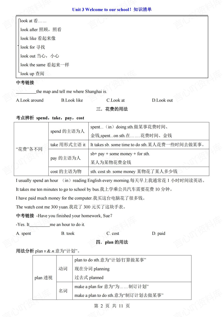 初中英语-七年级上单元知识总结归纳插图初中英语5