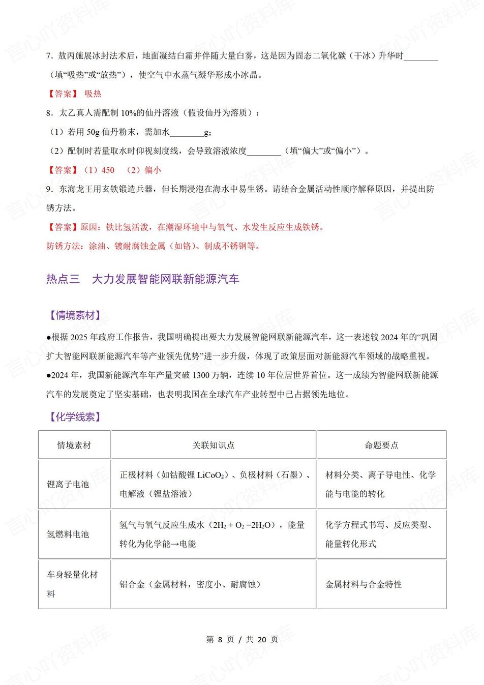 初中化学-2025中考热点命题情景测试题插图初中化学7