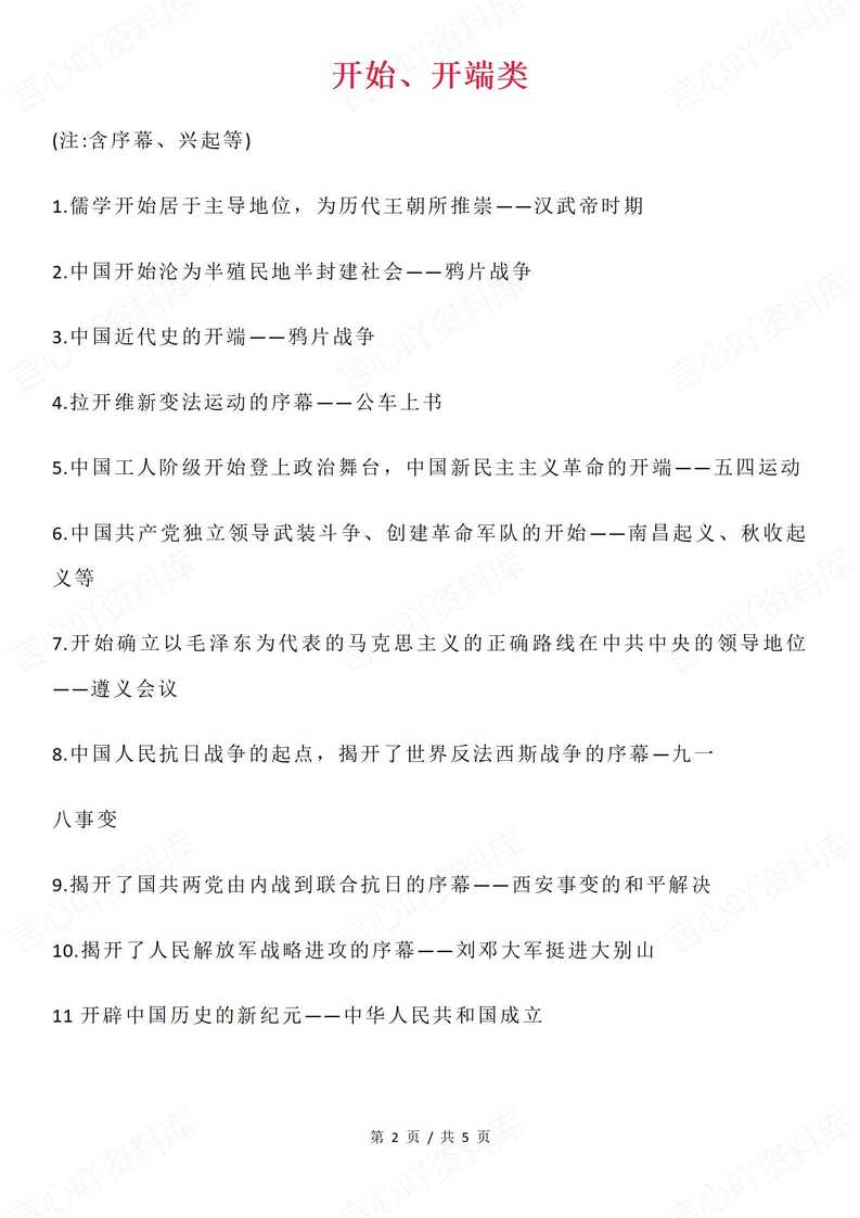 初中历史-“转折”“开端”“口号”类重要事件汇总插图初中历史1