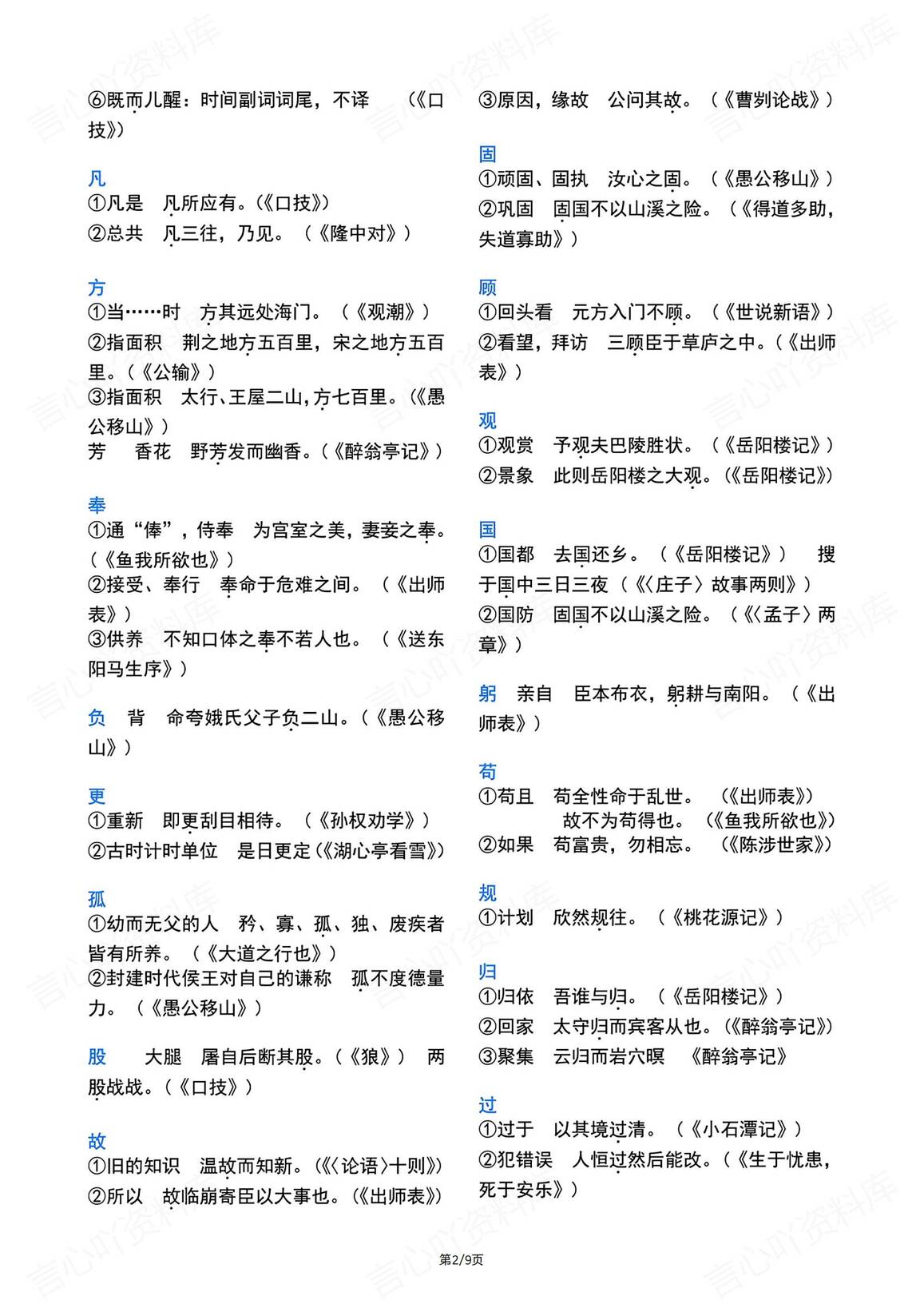 初中语文-文言文常用词语汇编（140字）插图初中语文1