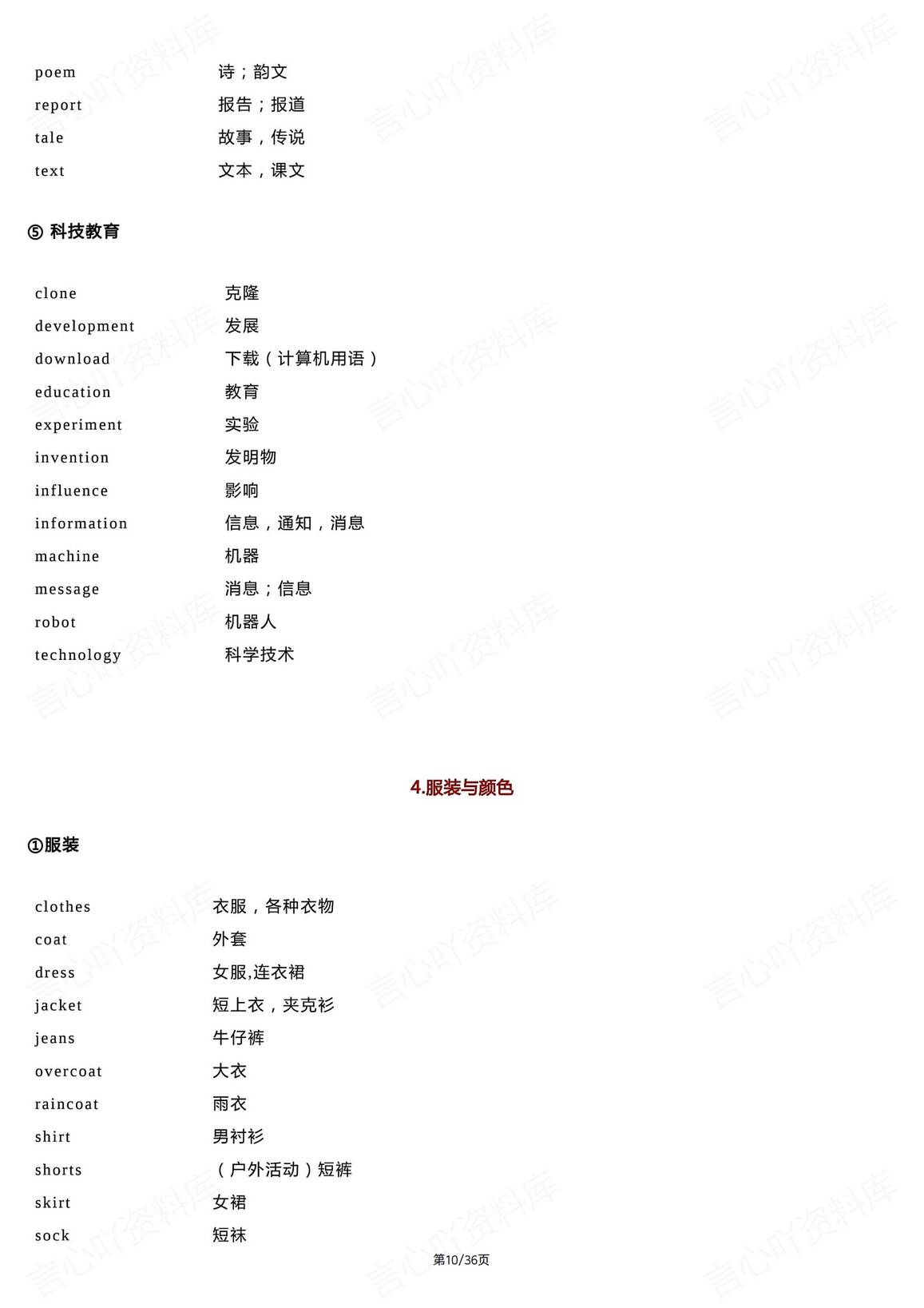 初中英语-1600词分类速记表插图初中英语3