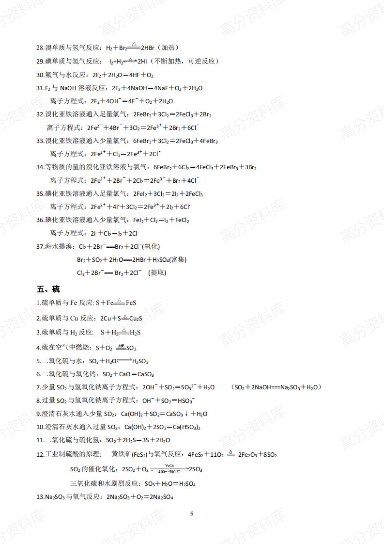 高中化学 | 必修选修全部方程式汇总梳理插图高中化学5