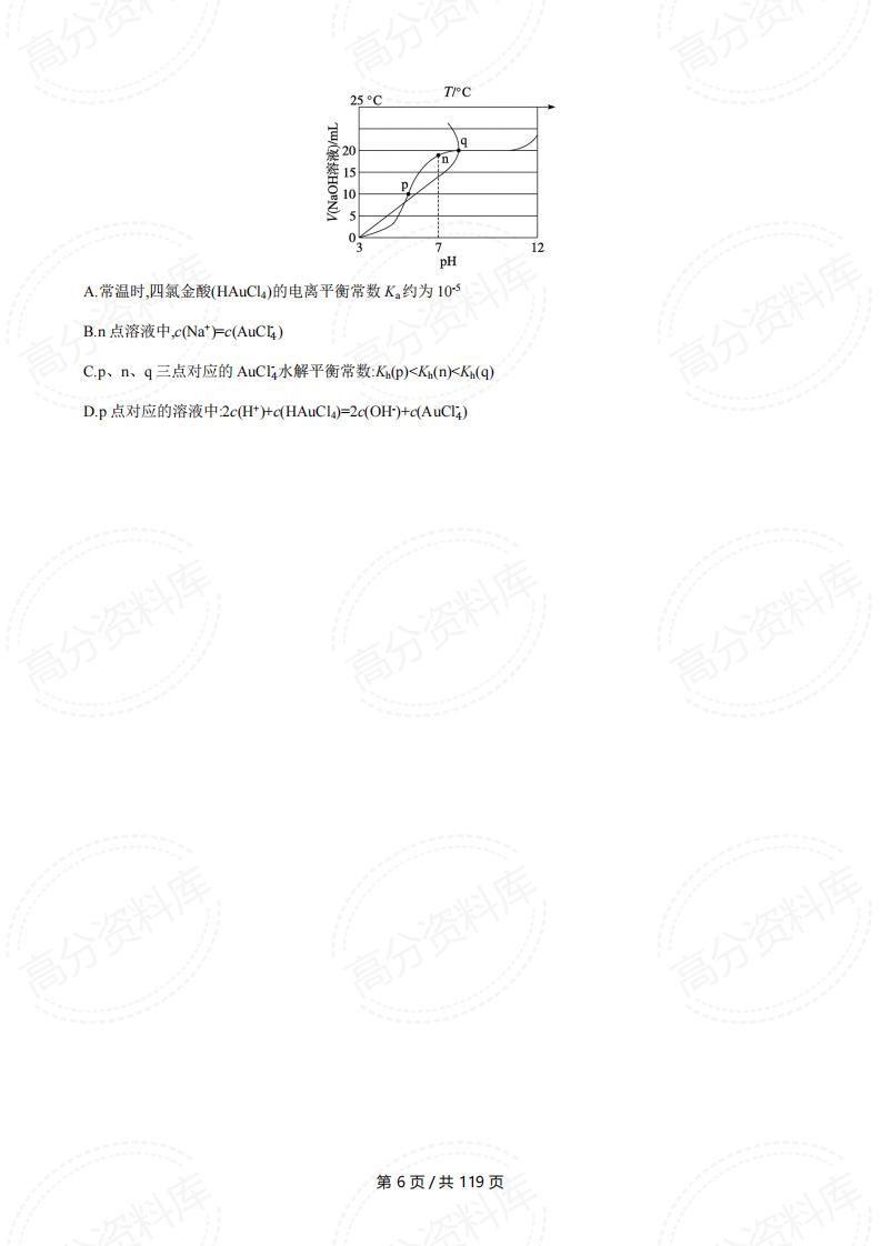 高中化学-2025年新高考化学选择题专练12套插图高中化学5