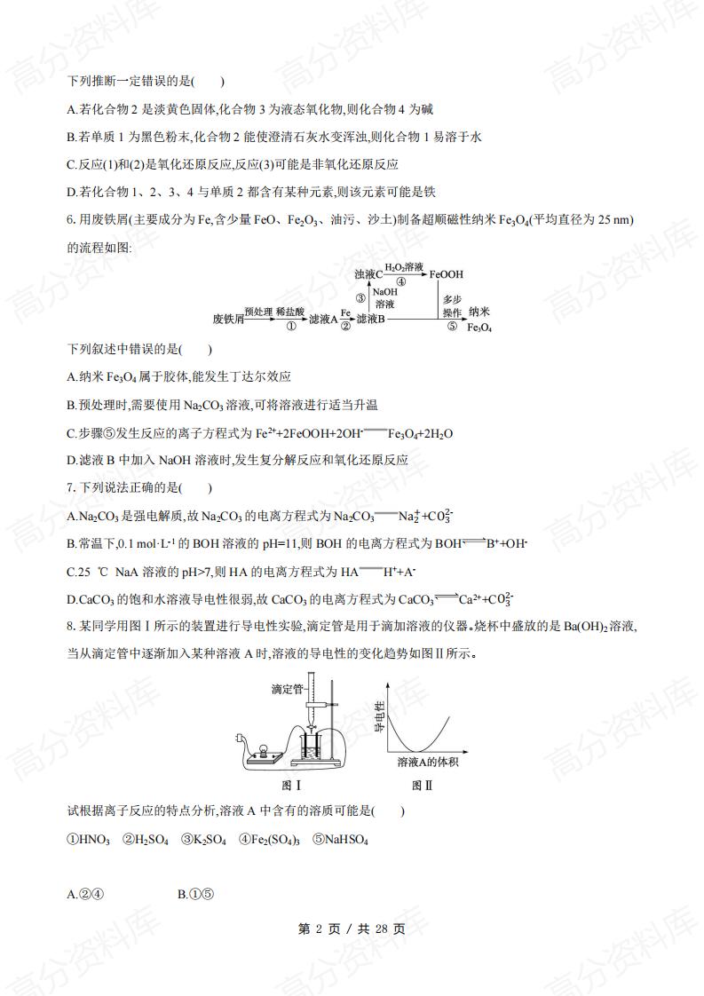 高中化学 | 高考一轮复习选择题专项练习插图高中化学1