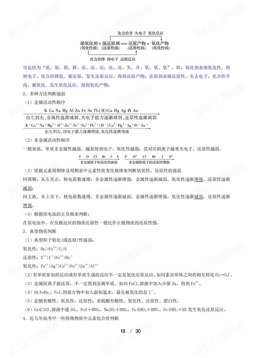 高中化学-2025高考三轮冲刺复习14大基础知识巩固查漏补缺插图高中化学6