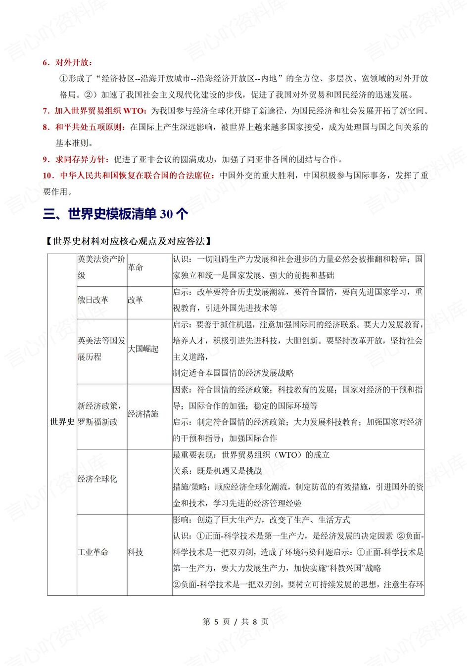 高中历史 | 高考60个材料题答题模板清单插图高中历史4