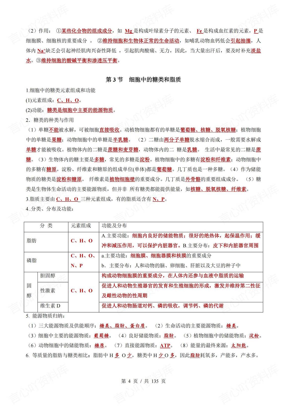 高中生物 | 五册教材背诵填空高考知识清单插图高中生物3