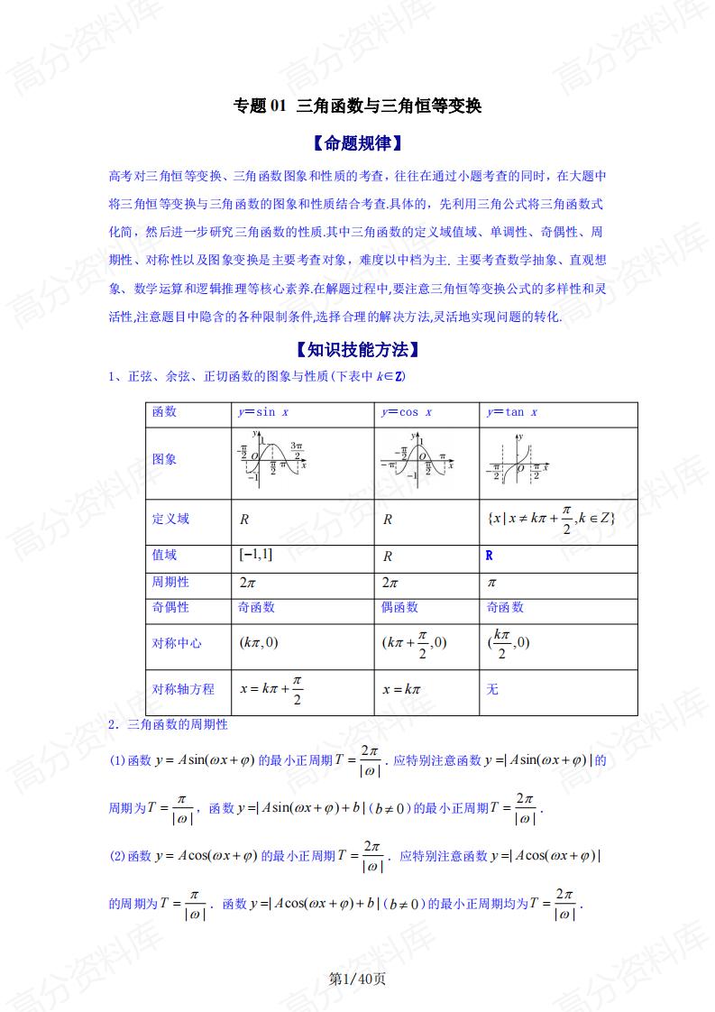 高中数学 | 高考复习基础知识分值考点汇总-言心吖资料库