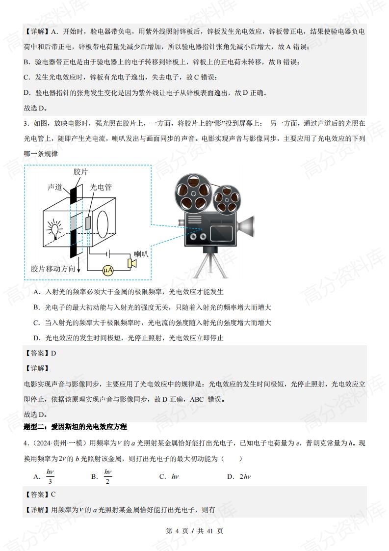 高中物理 | 光电效应7题型知识考点总结插图高中物理3