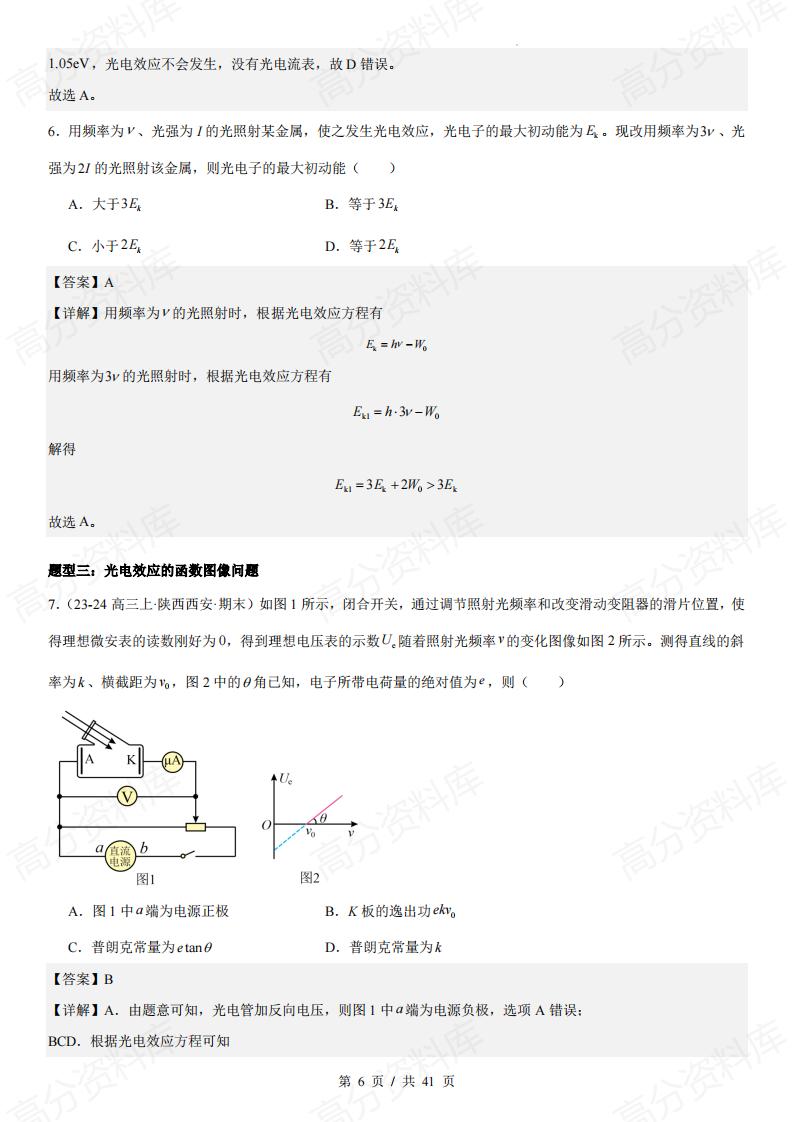 高中物理 | 光电效应7题型知识考点总结插图高中物理5