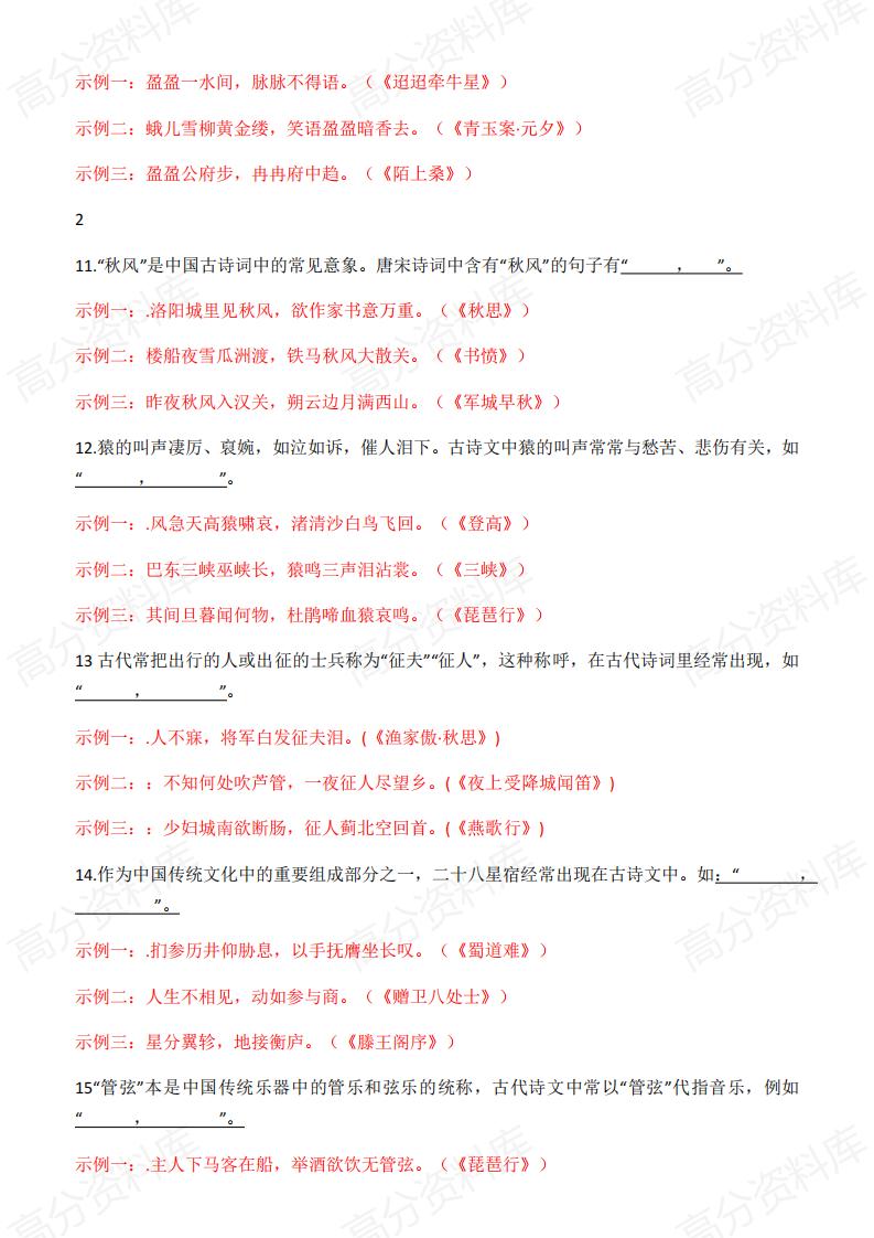 高中语文-高考语文开放式默写120题插图高中语文2