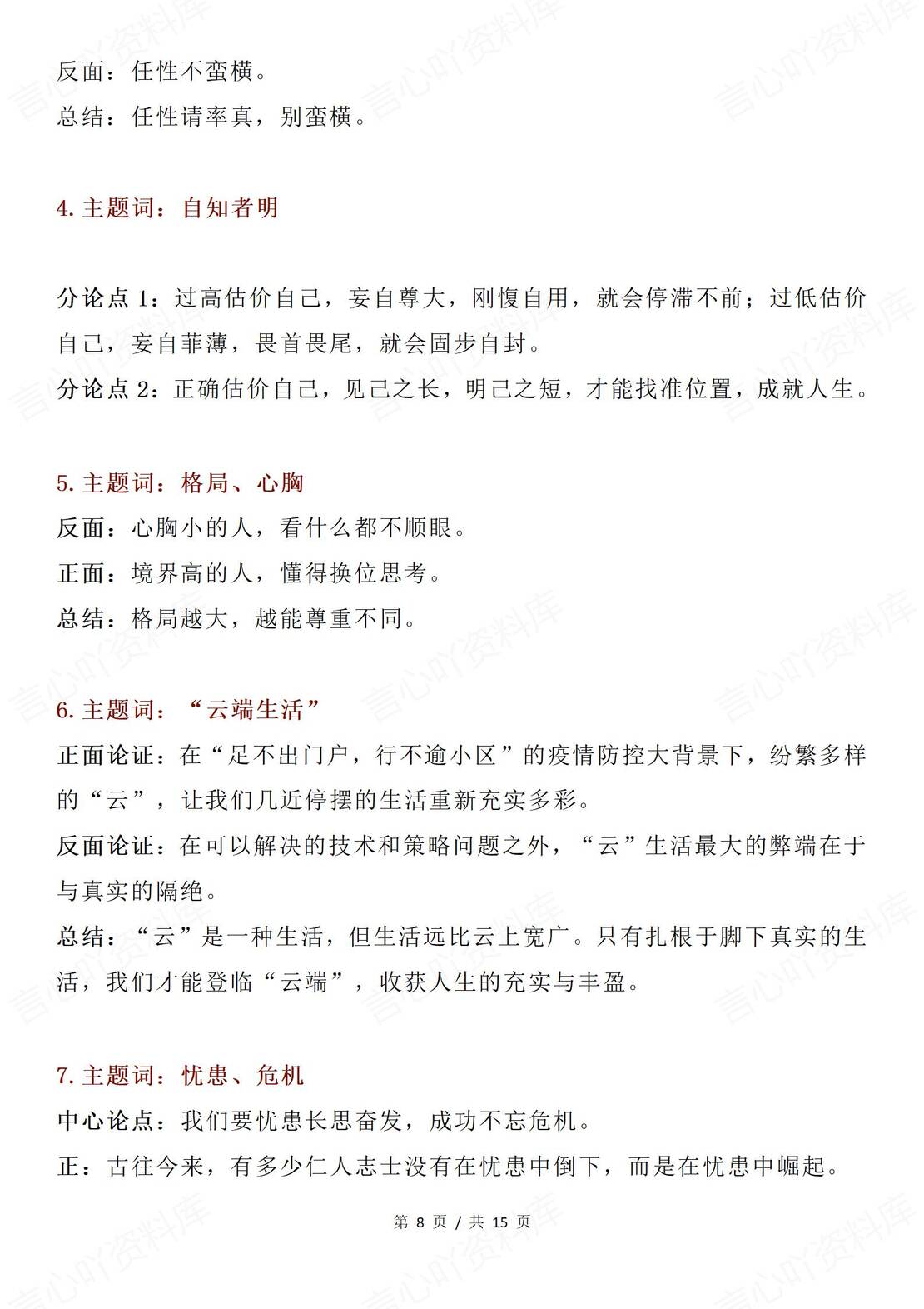 高中语文-56个作文话题+56组分论点插图高中语文4