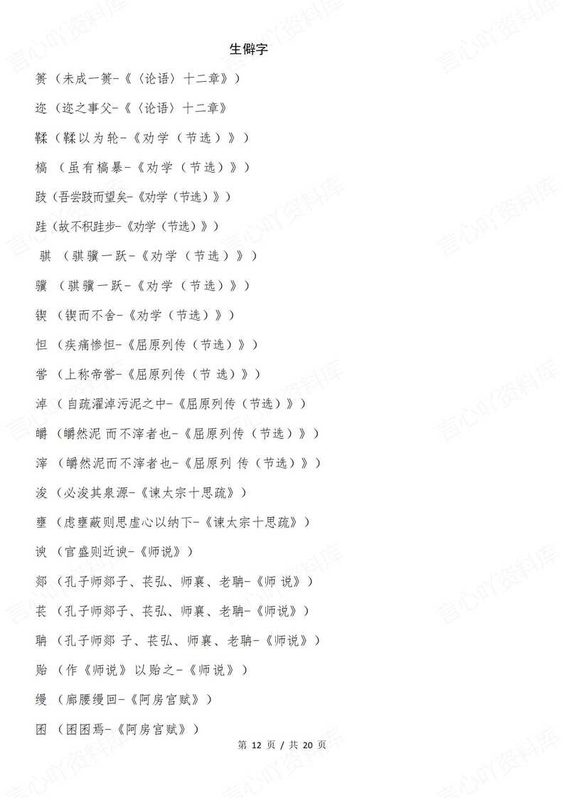 高中语文 | 高考复习古诗文易错字汇总整理插图高中语文5