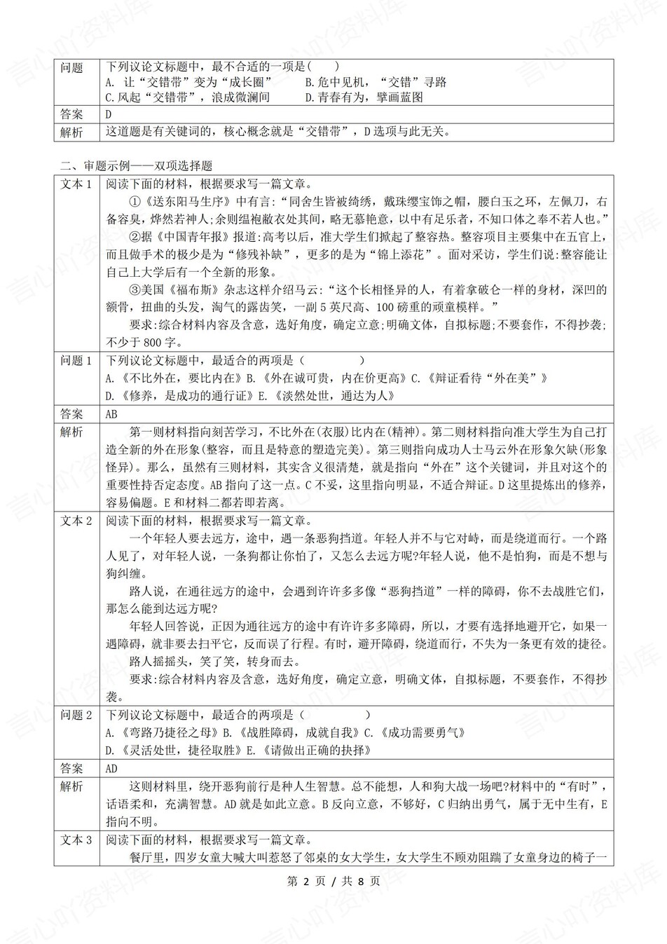 高中语文-审题立意高考作文写作解题考点练习专题知识复习（全）插图高中语文1