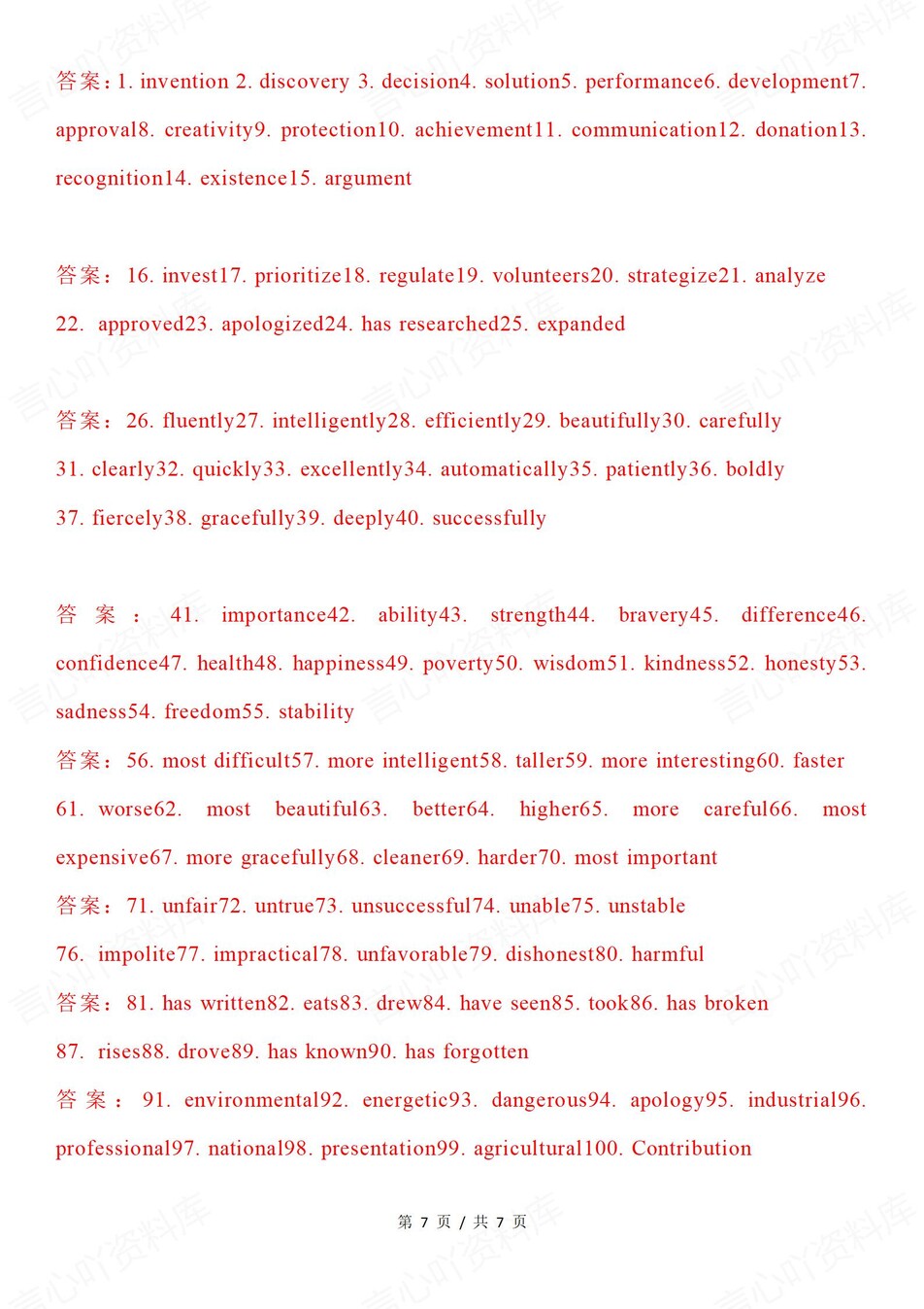 高中英语-词性语法常考词性变换100题（全）插图高中英语6