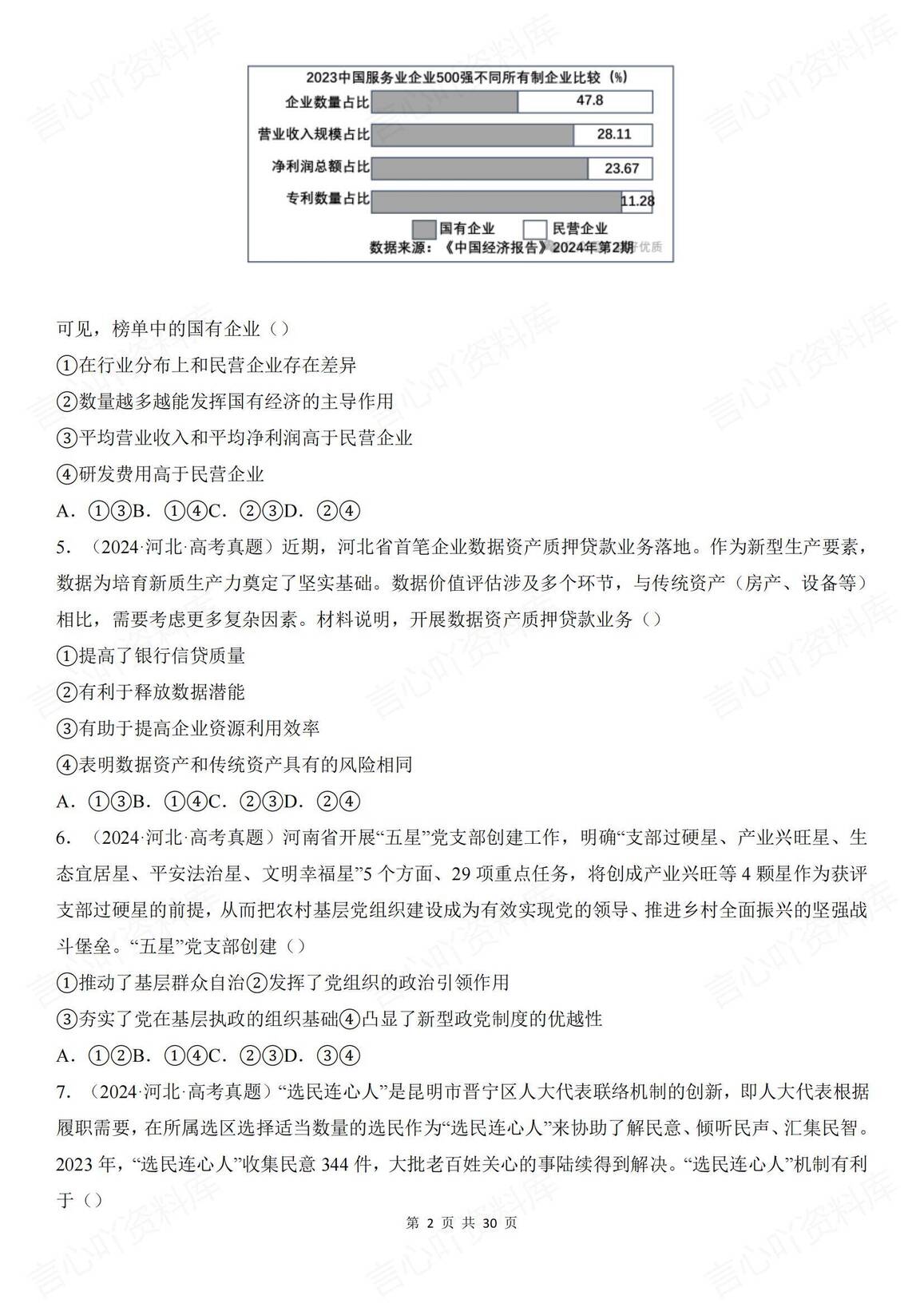 高中政治 | 必修选修真题100道选择题练习插图高中政治1