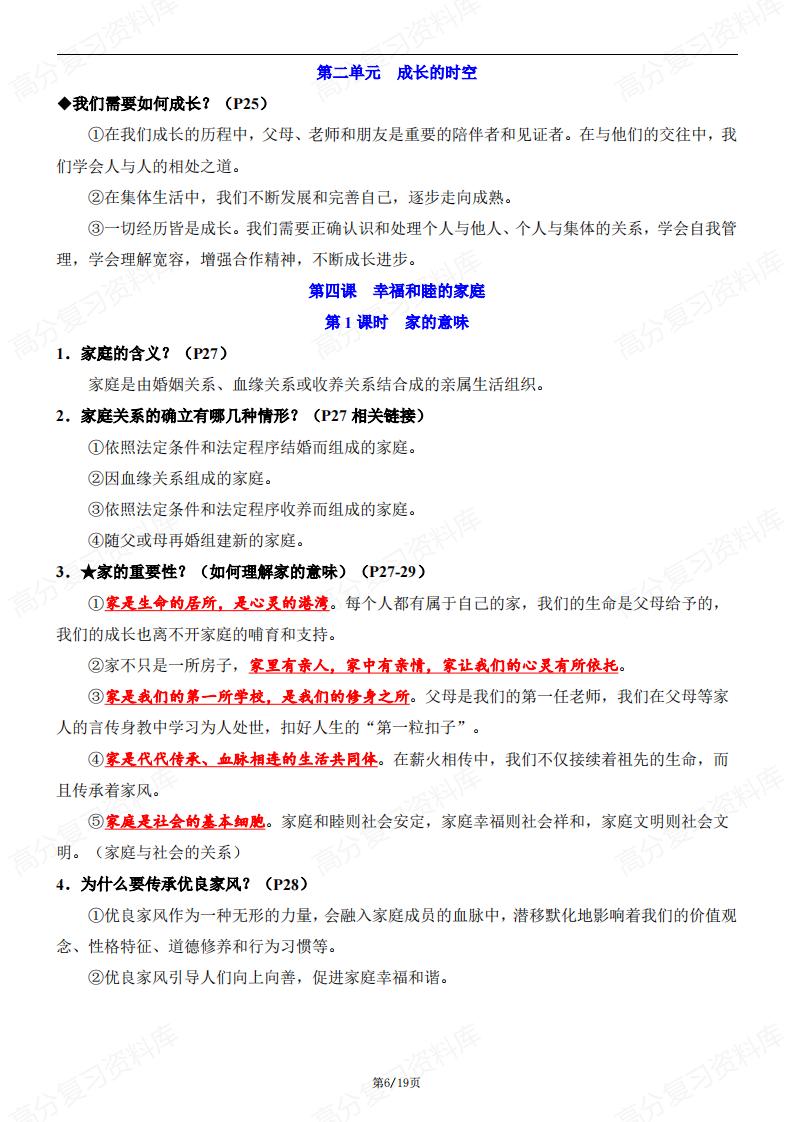 初中道法-2024版新教材七年级上册道德与法治知识点清单（问答式）插图初中道法5