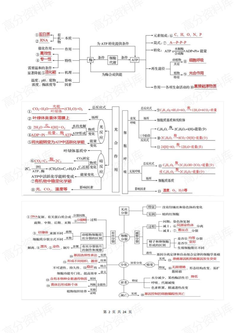 高中生物-高考知识点概念图+核心知识点汇编插图高中生物1