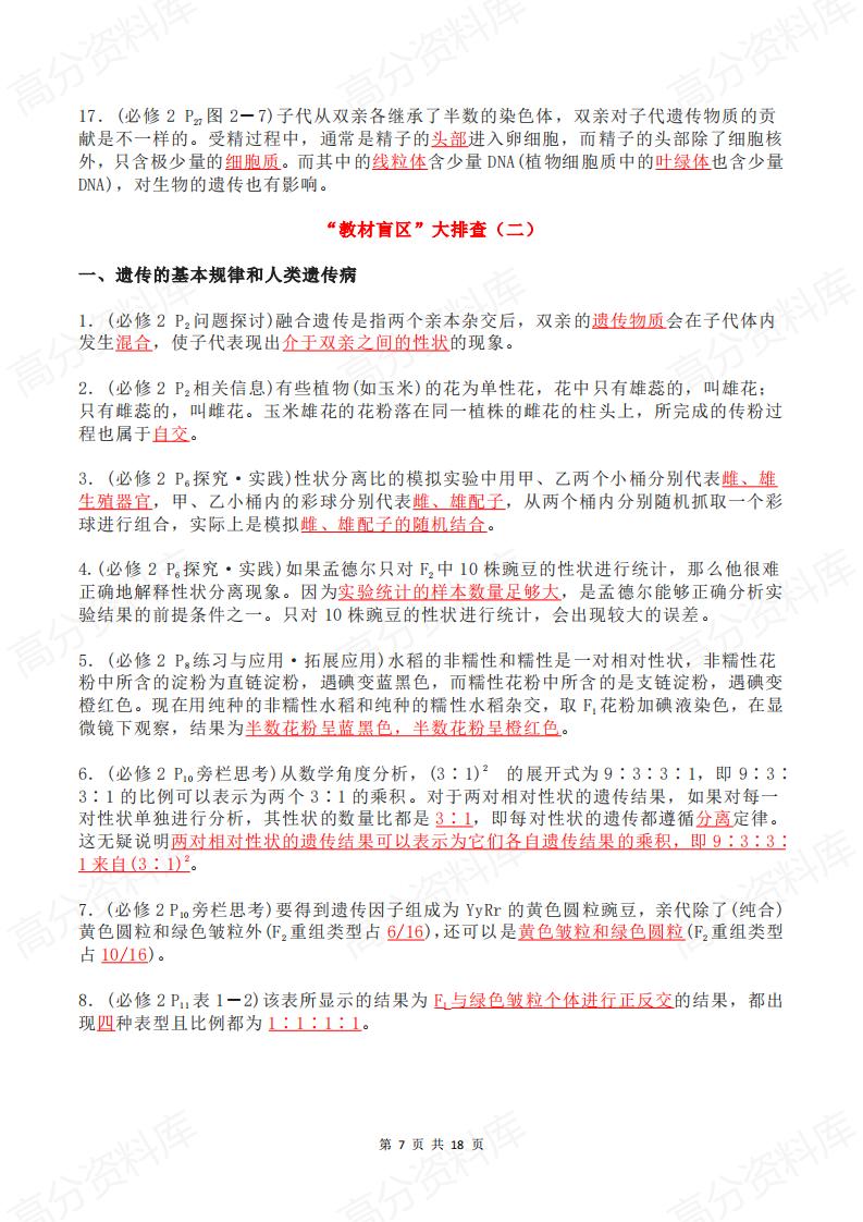 高中生物-2025届高考回归教材盲点大排查插图高中生物6