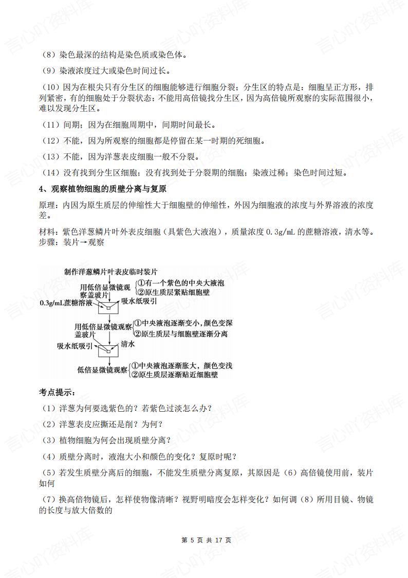 高中生物-学考纲规定的17个实验总结插图高中生物4
