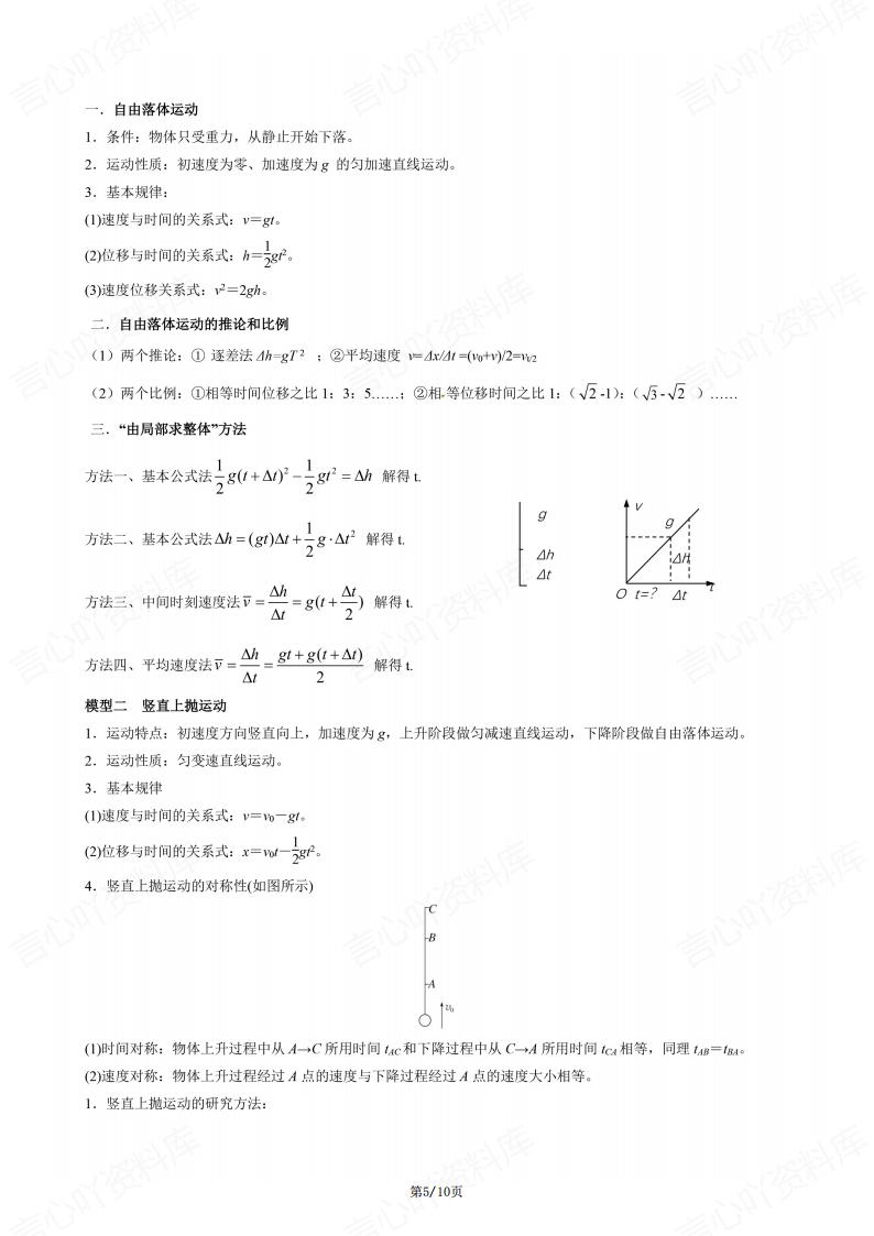 高中物理-2025版必修1物理模型总结插图高中物理4