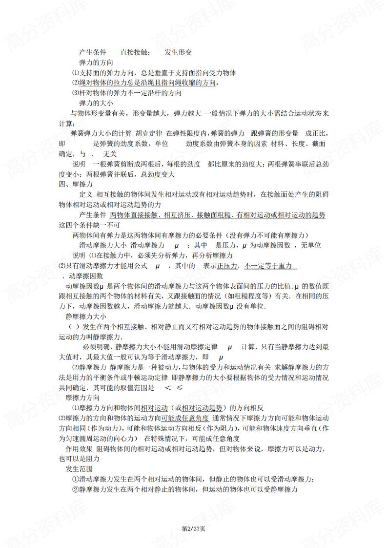 高中物理-力学部分知识点梳理插图高中物理1