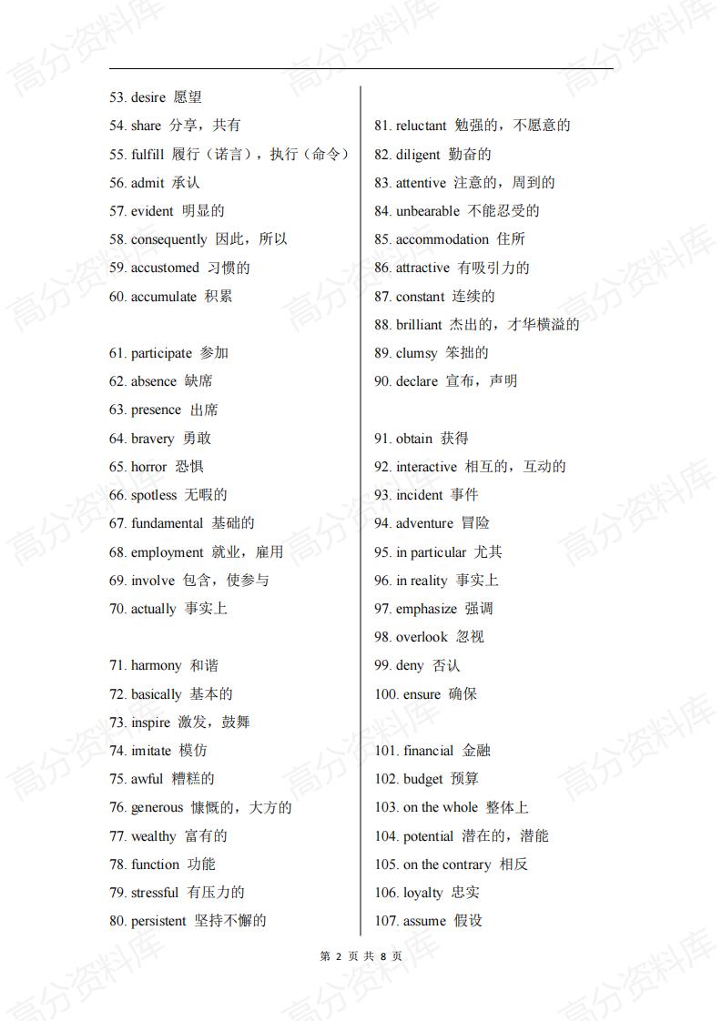 高中英语-完形填空415个常考高频词汇总插图高中英语1