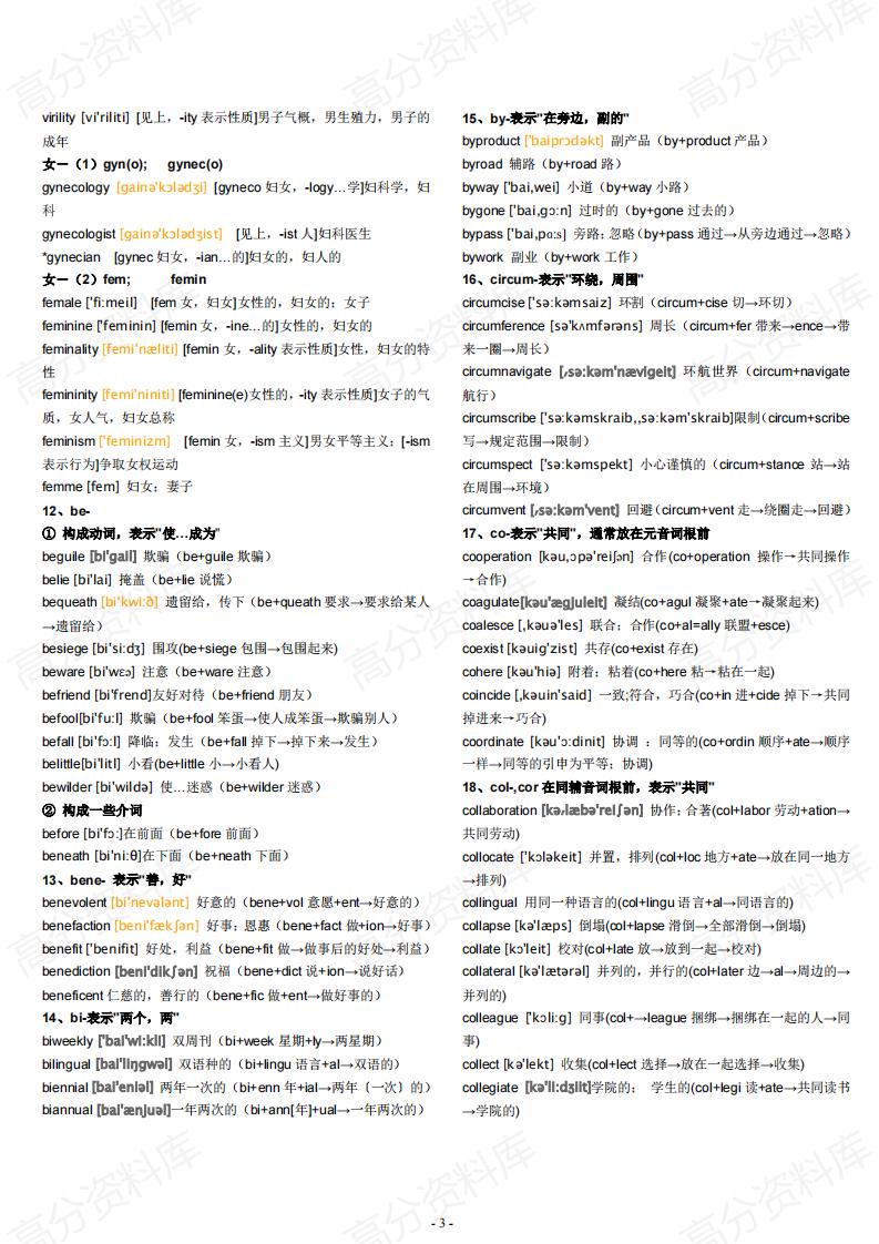 高中英语-高考英语总复习单词词根词缀记忆大全插图高中英语2