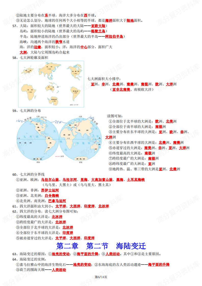 初中地理-2024新人教七年级上册地理知识点背诵清单插图初中地理5