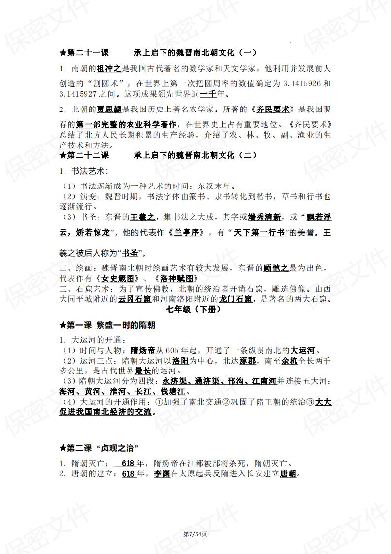 初中历史-7-9年级知识点归纳汇总插图初中历史6