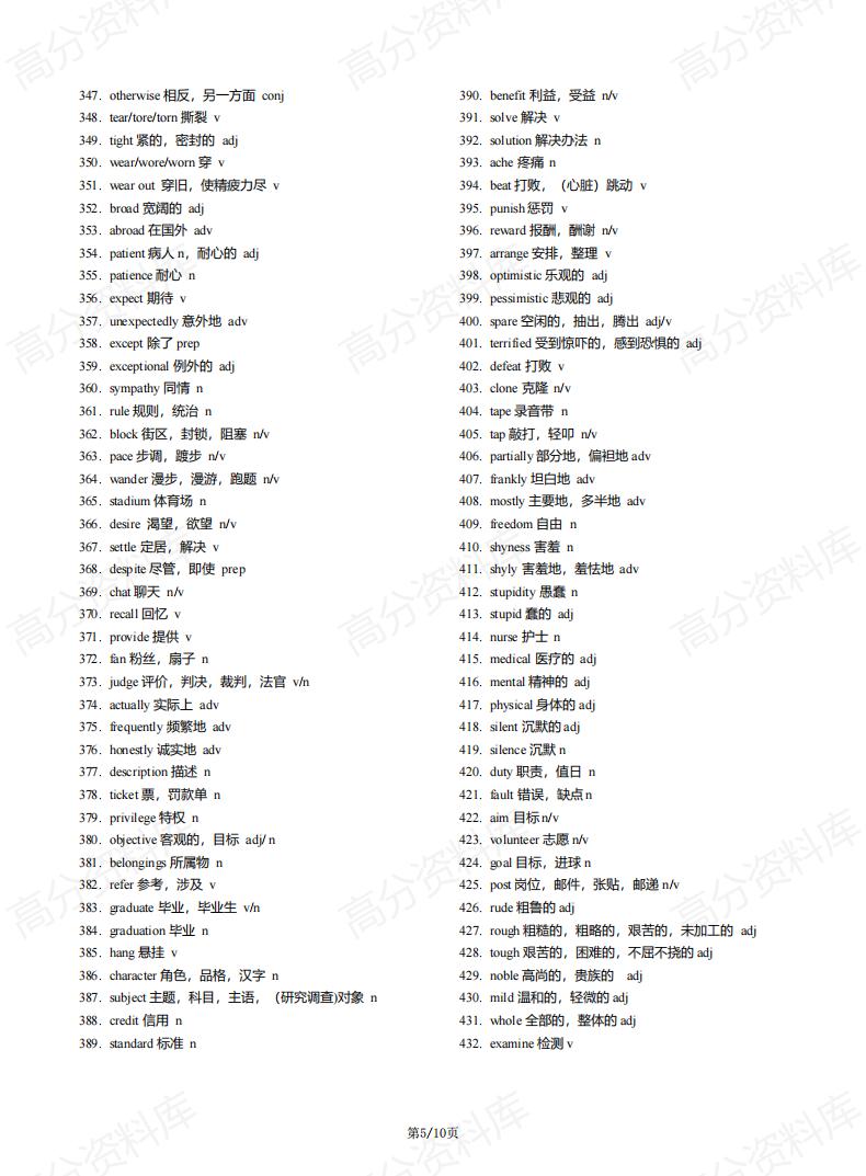 高中英语-北京高考完型787个高频词汇插图高中英语4