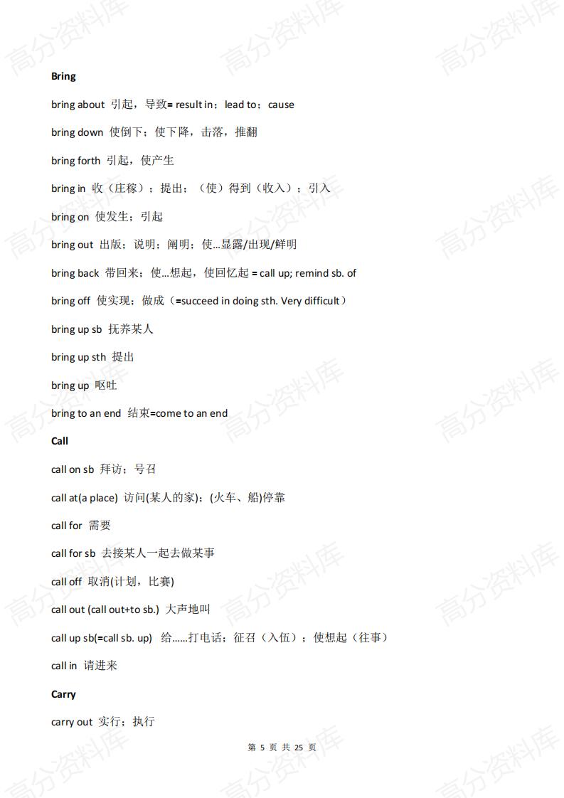 高中英语-词组（短语）及固定搭配大全插图高中英语4