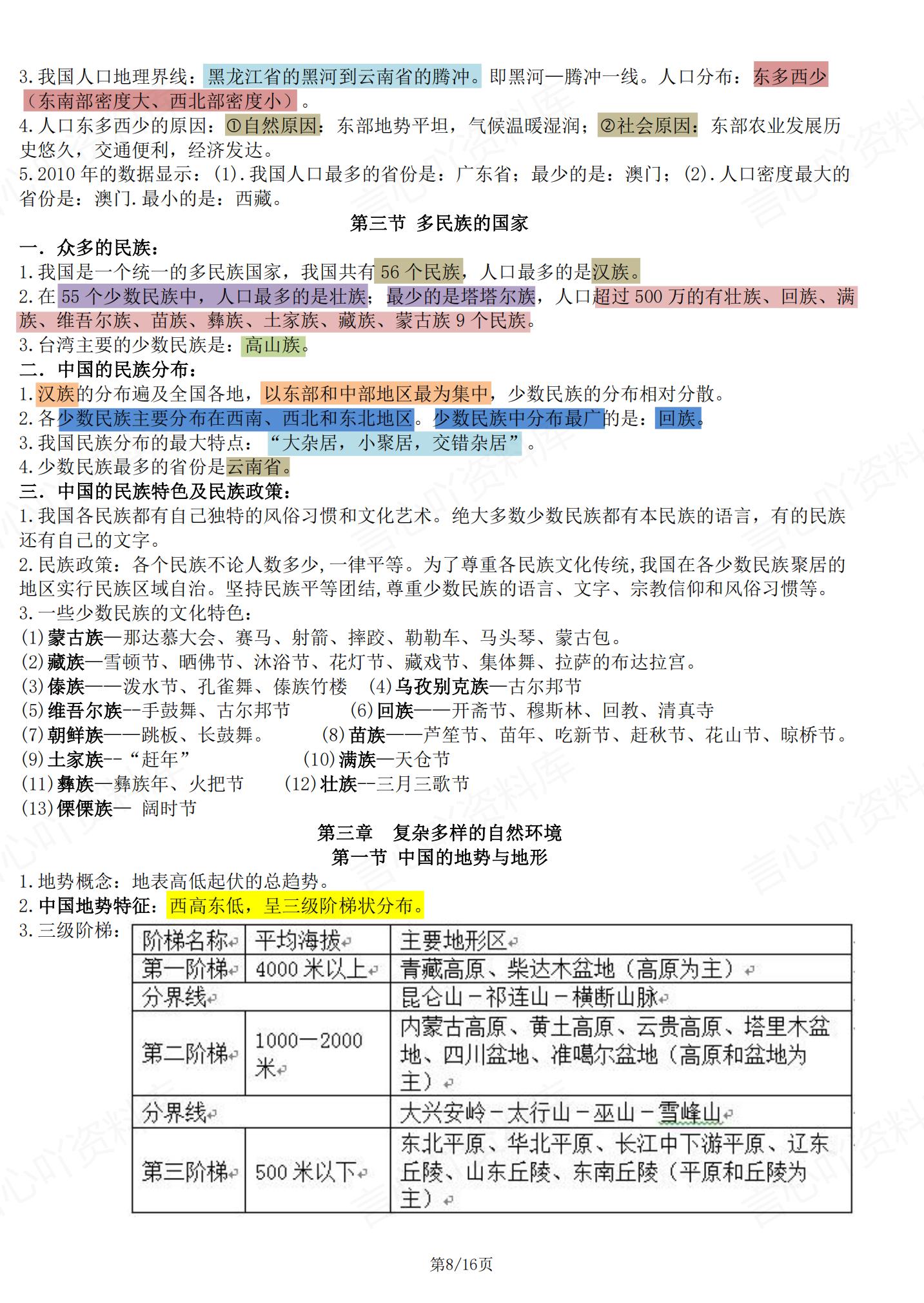 初中地理-中图版初一上册知识考点归纳插图初中地理7