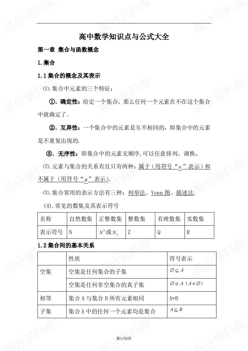 高中数学-必修选修全册知识点与公式大全-言心吖资料库