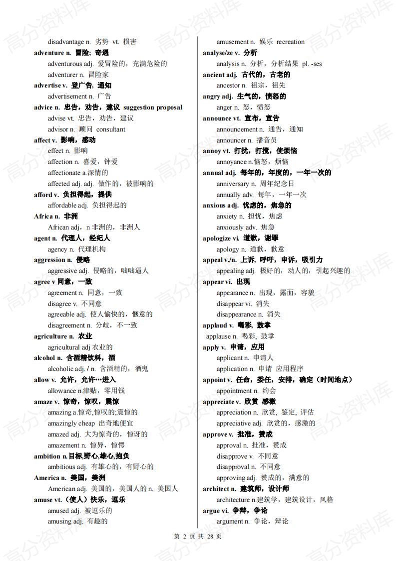 高中英语-2025届高考英语一轮复习实用同根词派生词大全插图高中英语1