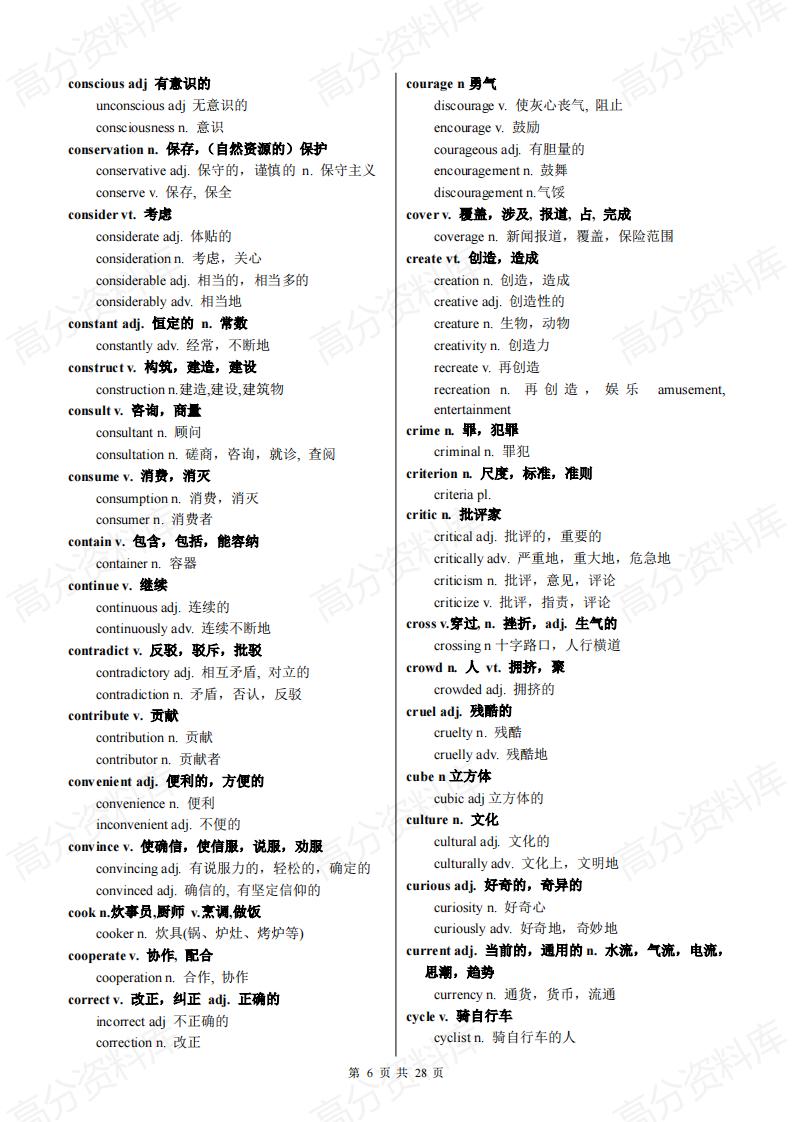 高中英语-2025届高考英语一轮复习实用同根词派生词大全插图高中英语5