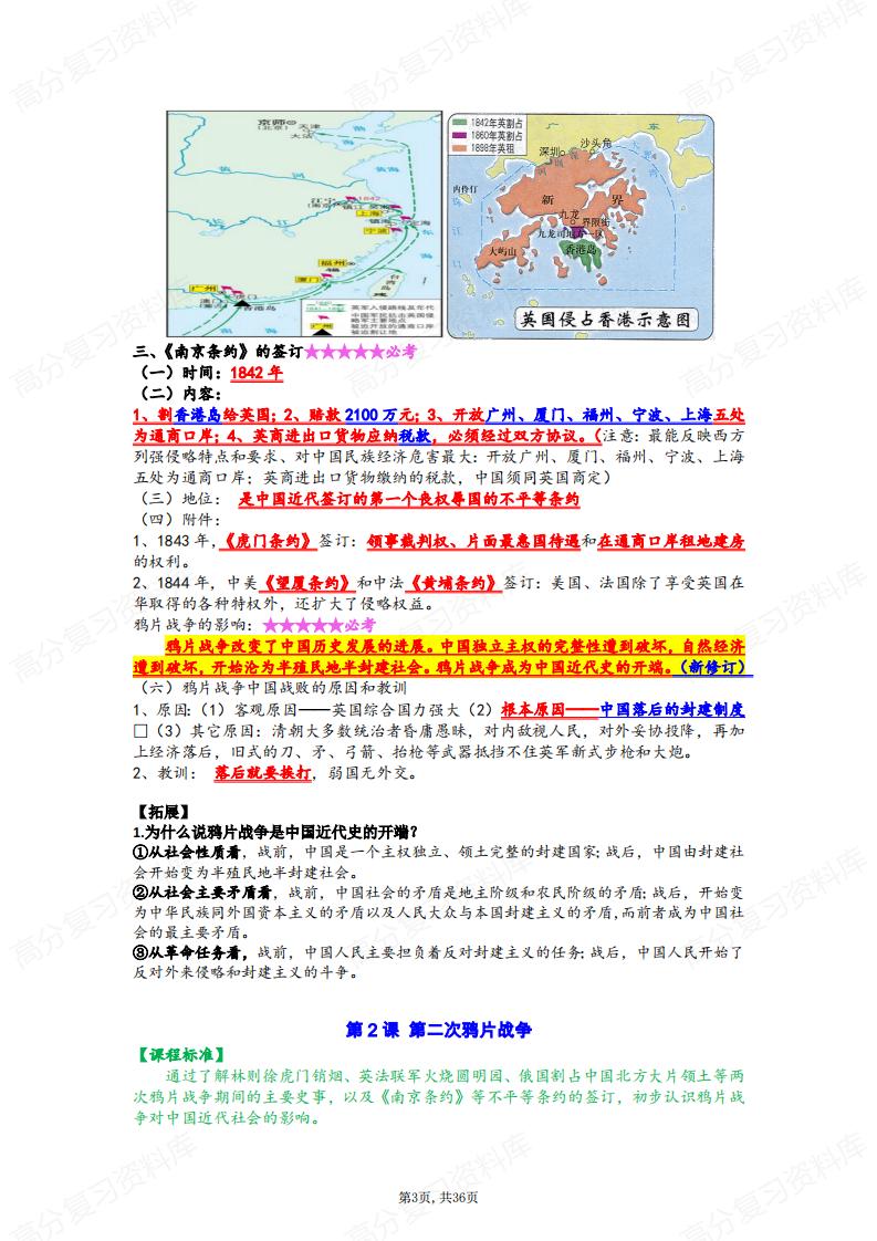 初中历史-八年级上册知识点背诵清单插图初中历史2