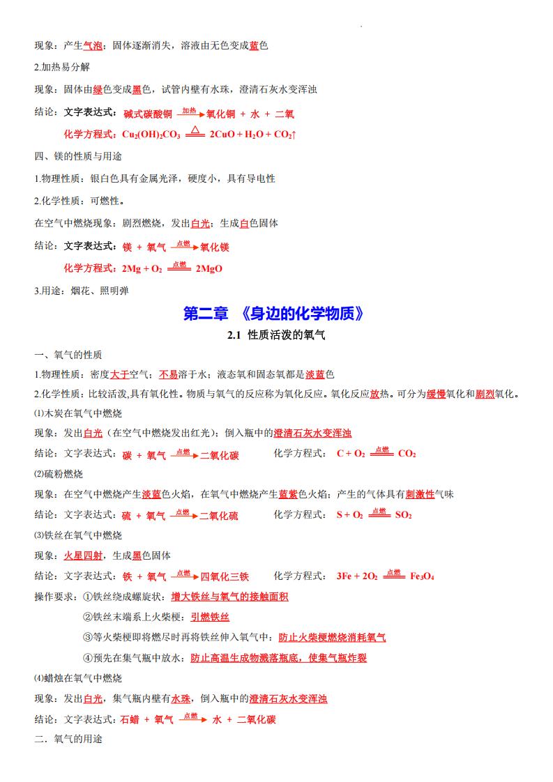 初中化学-2024版新教材沪教版九年级上册化学知识点清单插图初中化学3