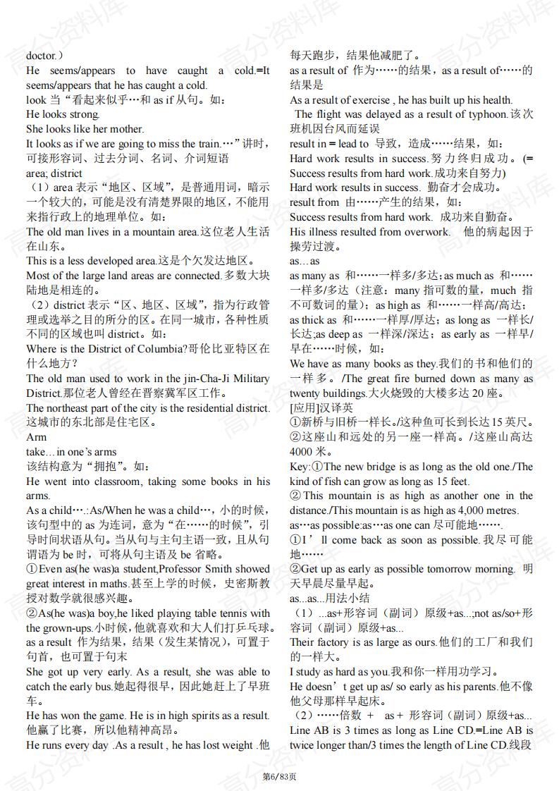 高中英语-高考英语316个知识点总结精华版插图高中英语5