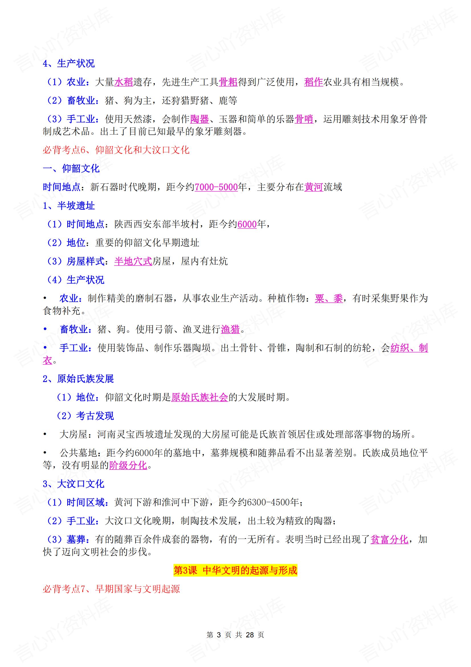 初中历史-2024新版七年级上册历史考点清单总结插图初中历史2