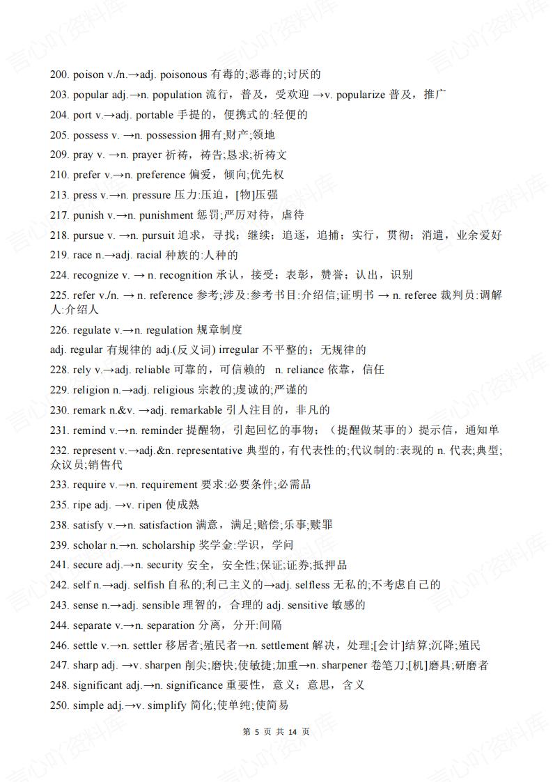 高中英语-词性转换易错背诵版+默写版插图高中英语4