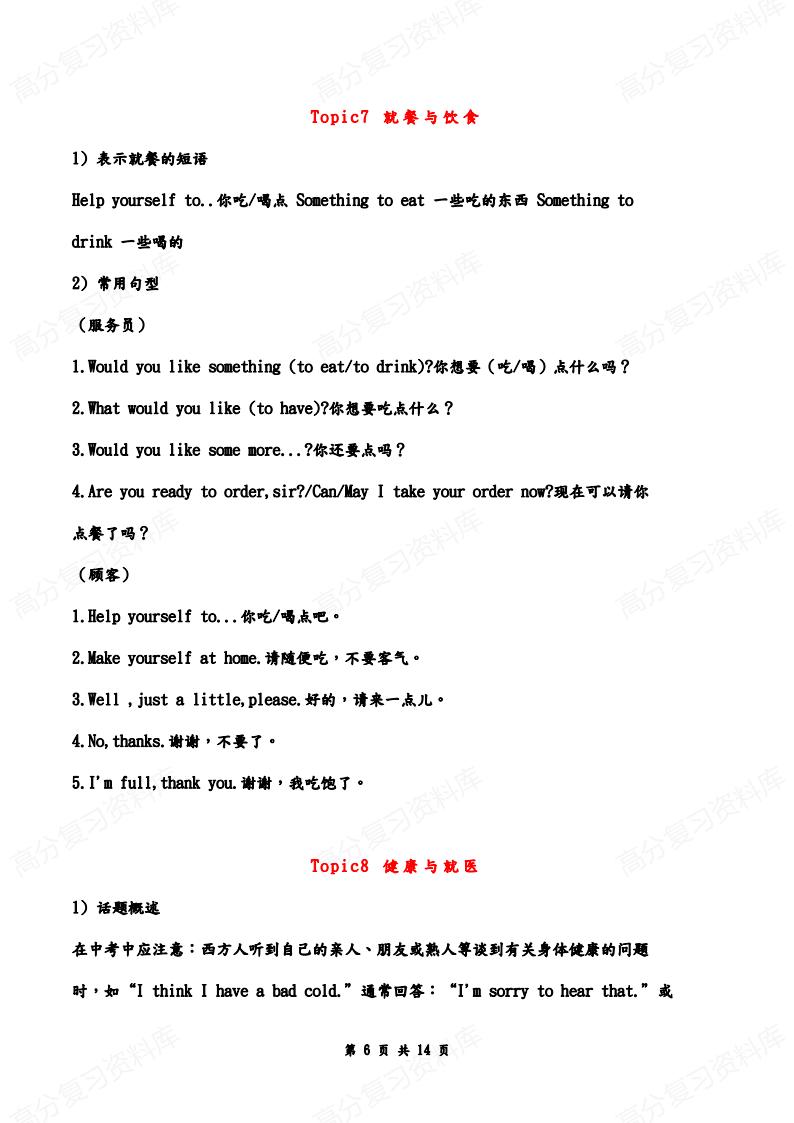 初中英语-中考听力16大场景话题全汇总插图初中英语5